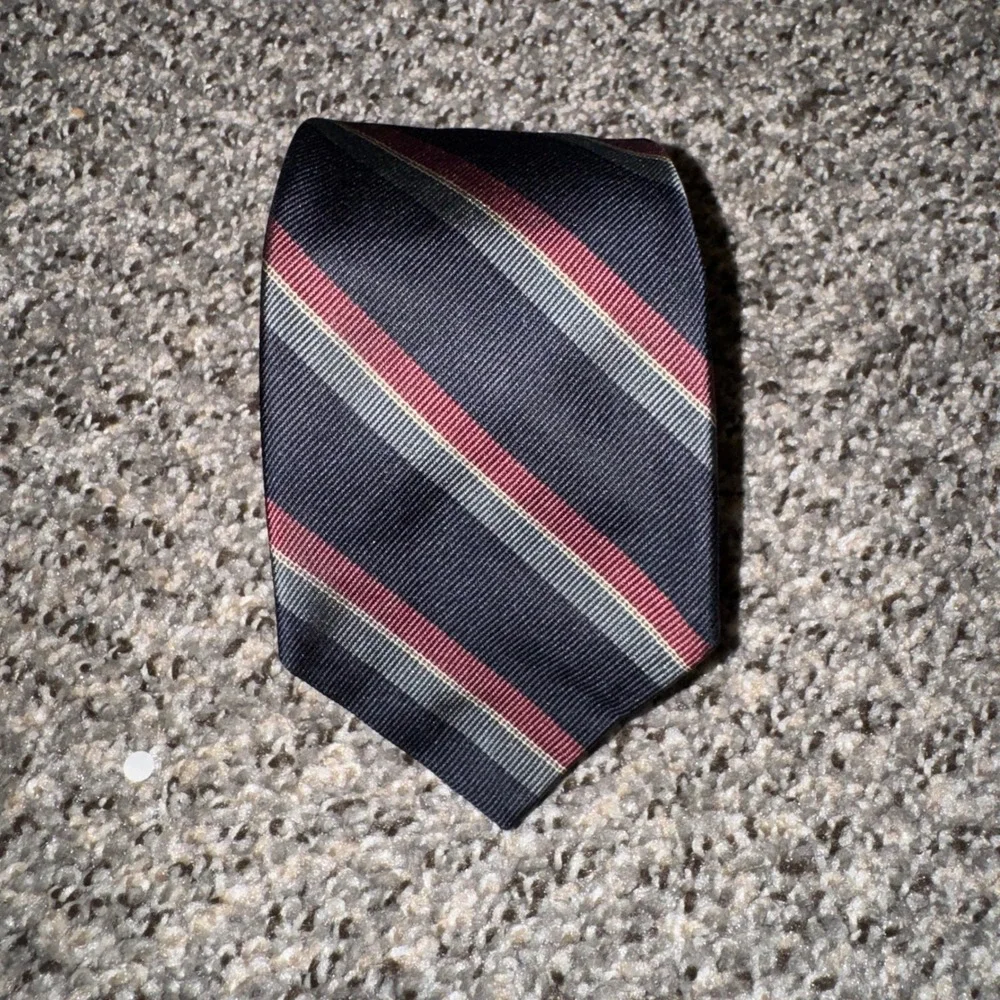 Robert Talbott Norton Ditto Silk Tie Navy Burgundy Striped Hand Sewn England 57